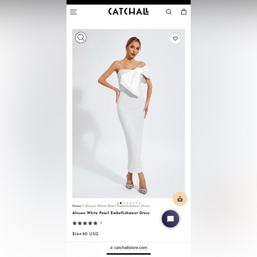 Catchall White Pearl Embellishment Dress